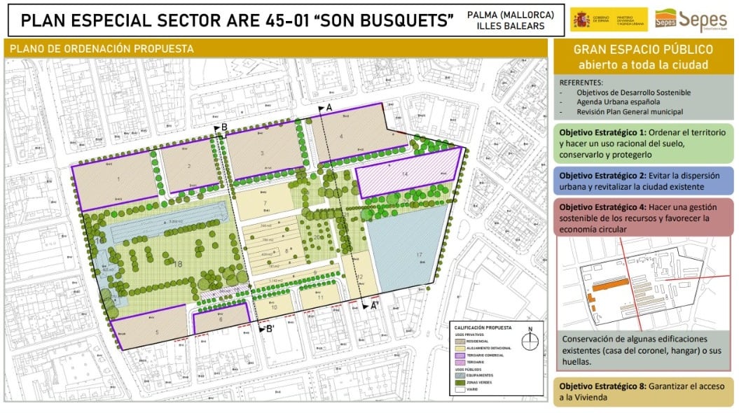 Detalle del plan urbanístico de Son Busquets