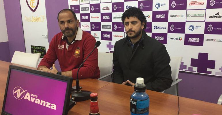 Salva Ballesta y Rubén Andrés antes de la rueda de prensa en la que han confirmado su marcha del club.