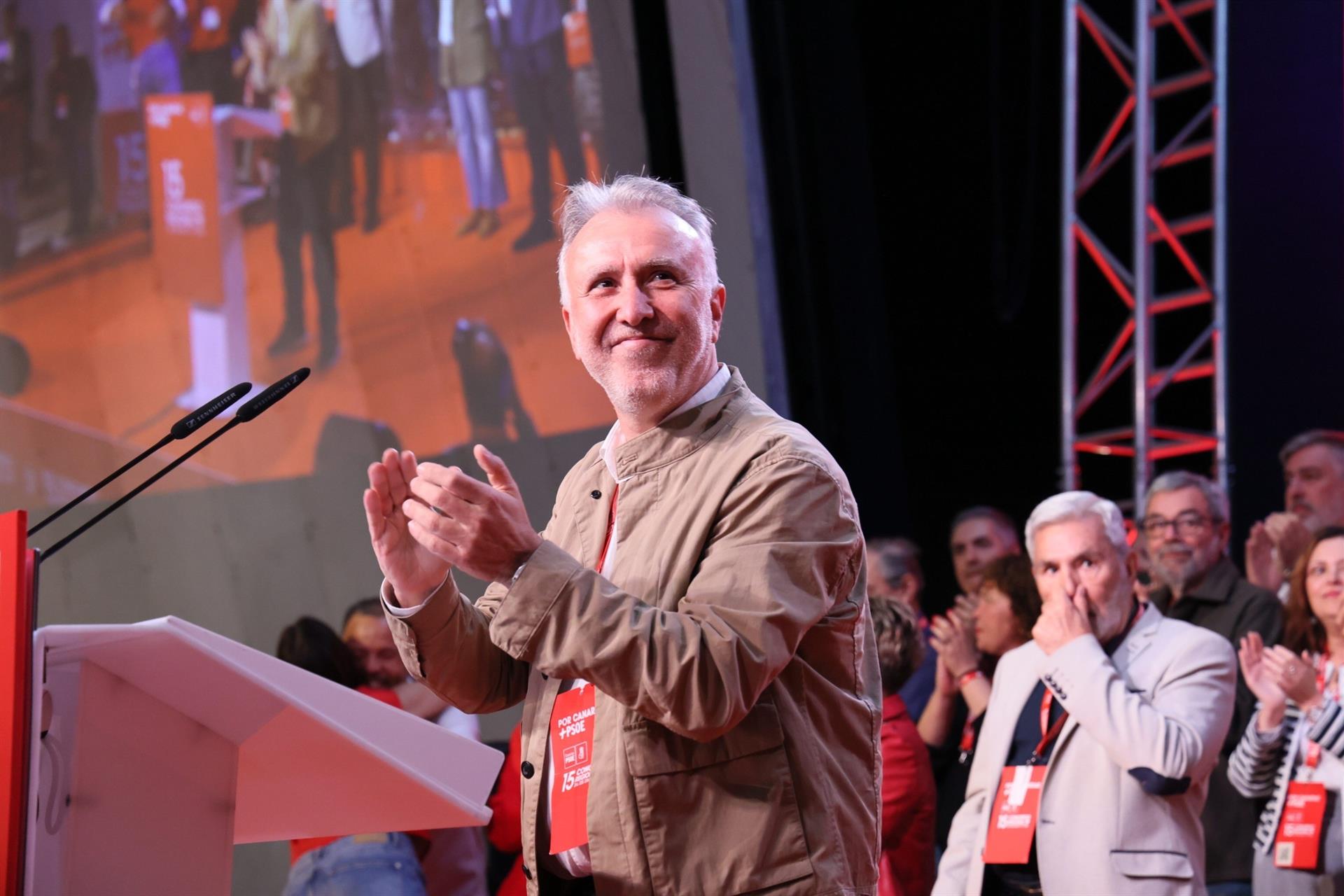 Ángel Víctor Torres, en su discurso de reeleción como secretario general del PSOE en Canarias