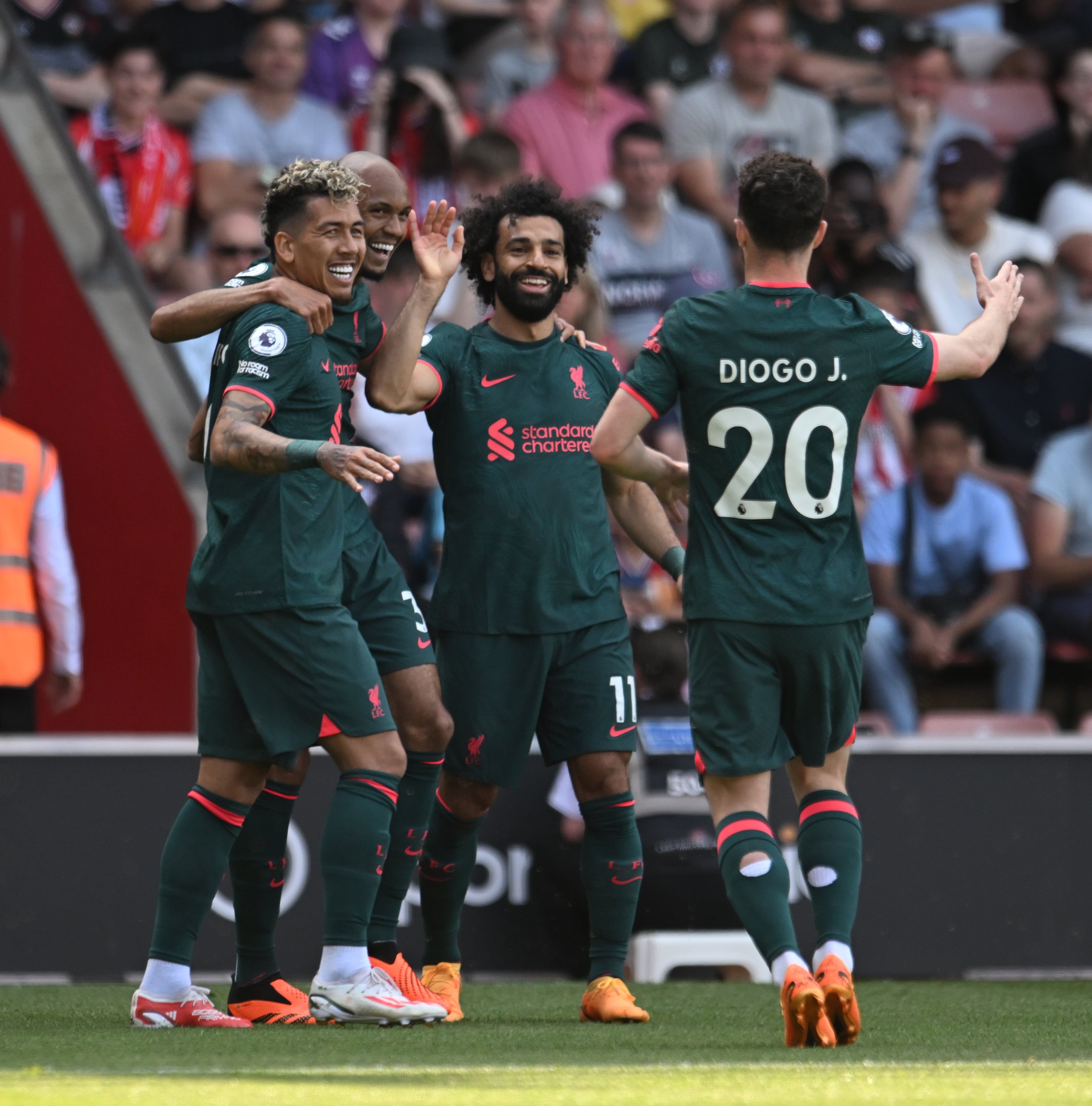 Roberto Firmino celebrando el que fue su último tanto con los &#039;Reds&#039; contra el Southampton