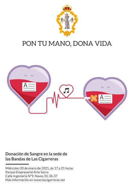 Cartel de la donación de sangre que este miércoles se realiza en la sede de Las Cigarreras