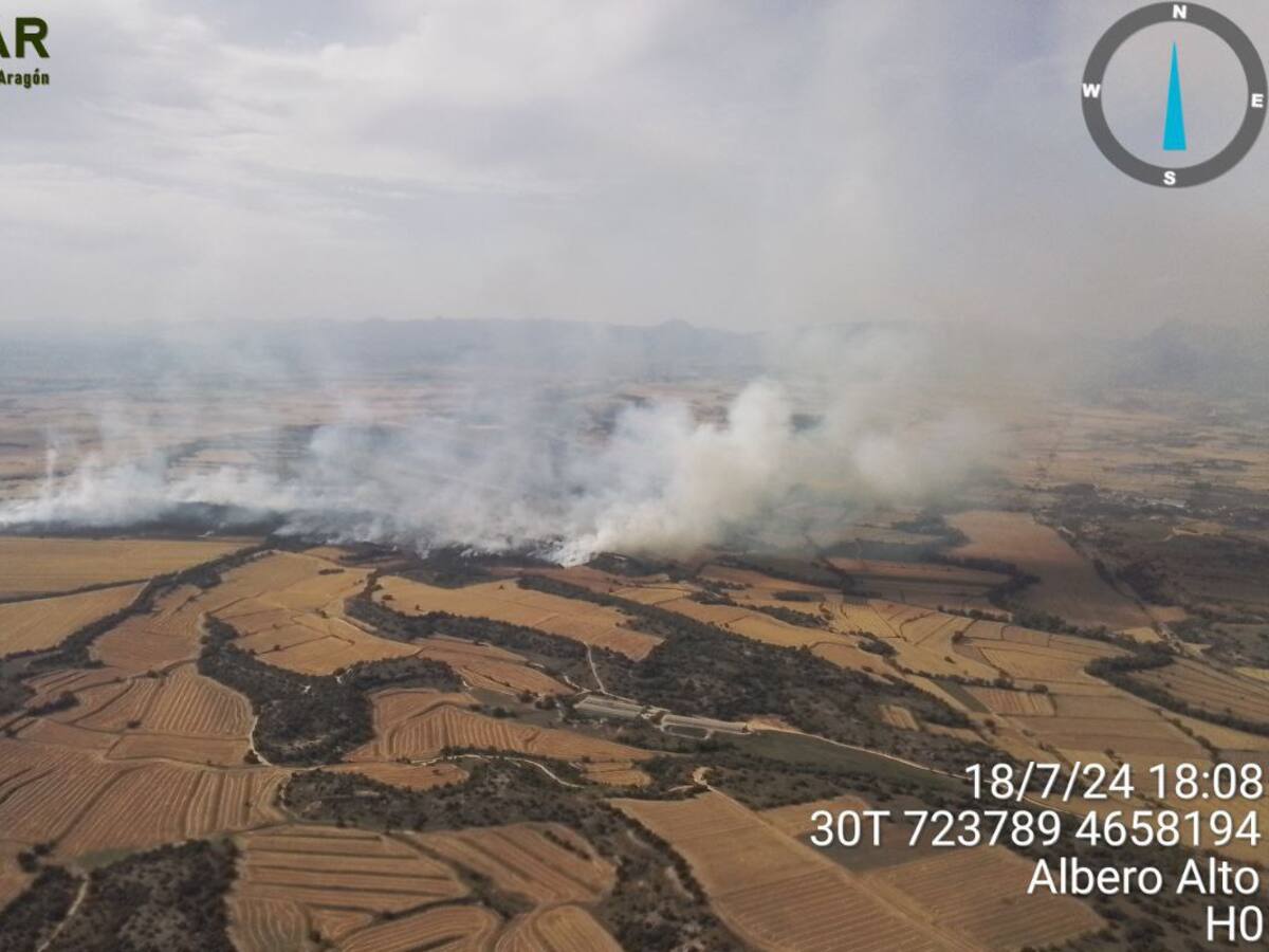 Se investigan las causas del incendio forestal que ha afectado unas 70 hectáreas en Albero Alto