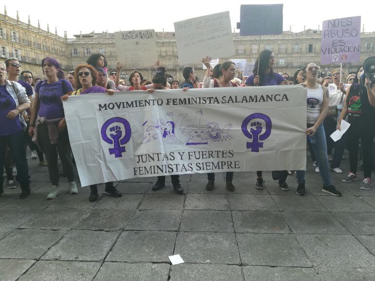 Manifestación en la Plaza Mayor de Salamanca contra la sentencia de La Manada.