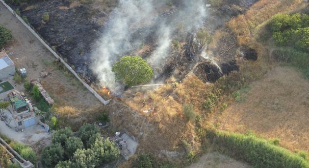 Imagen captada por el helicóptero de emergencias en la tarde de este jueves 8 de agosto en Cehegín