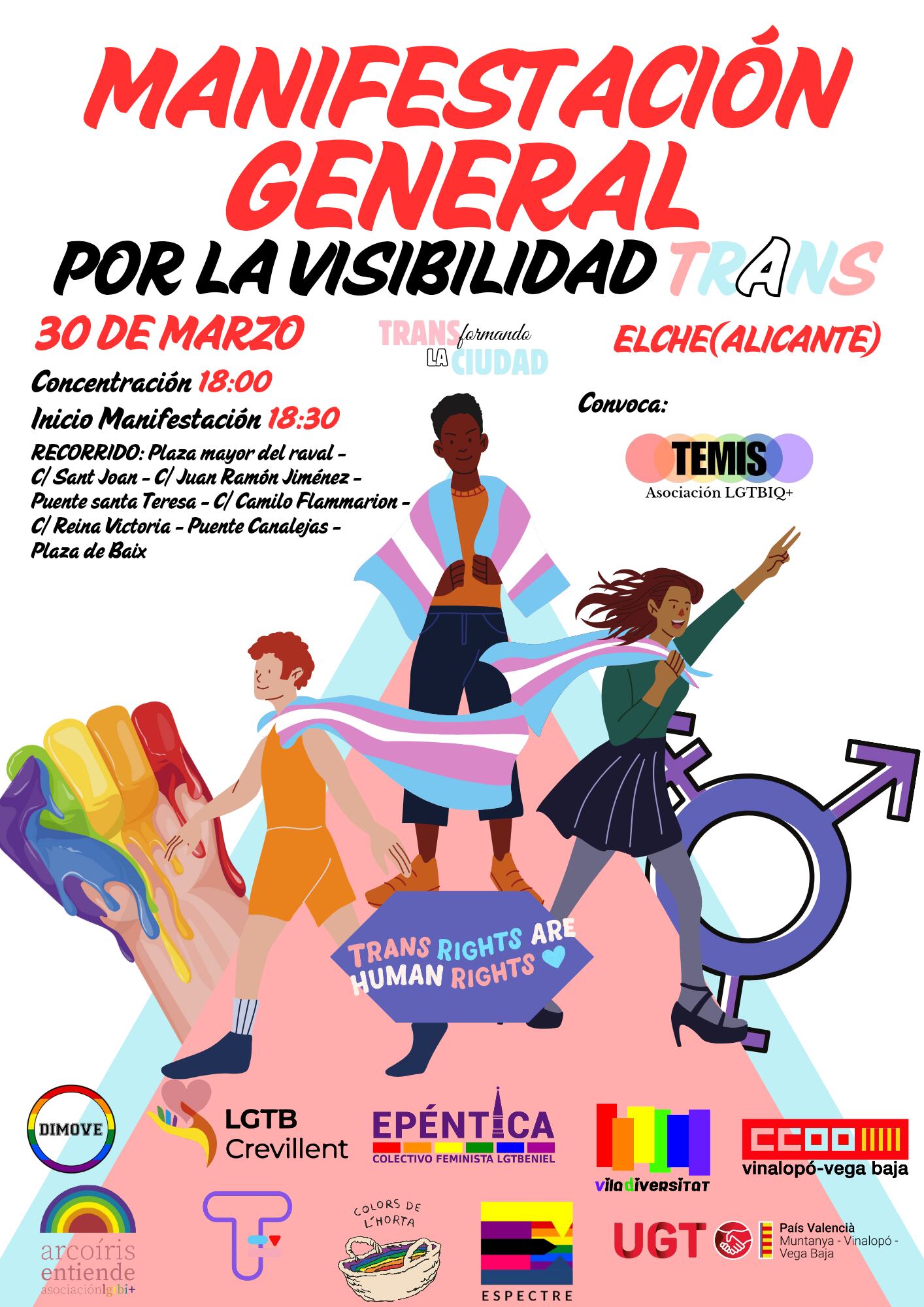 Cartel por la manifestación trans en Elche