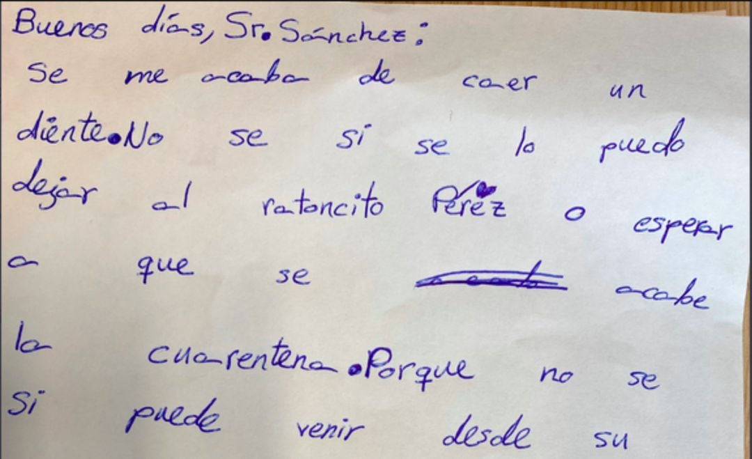 La carta de una niña a Sánchez