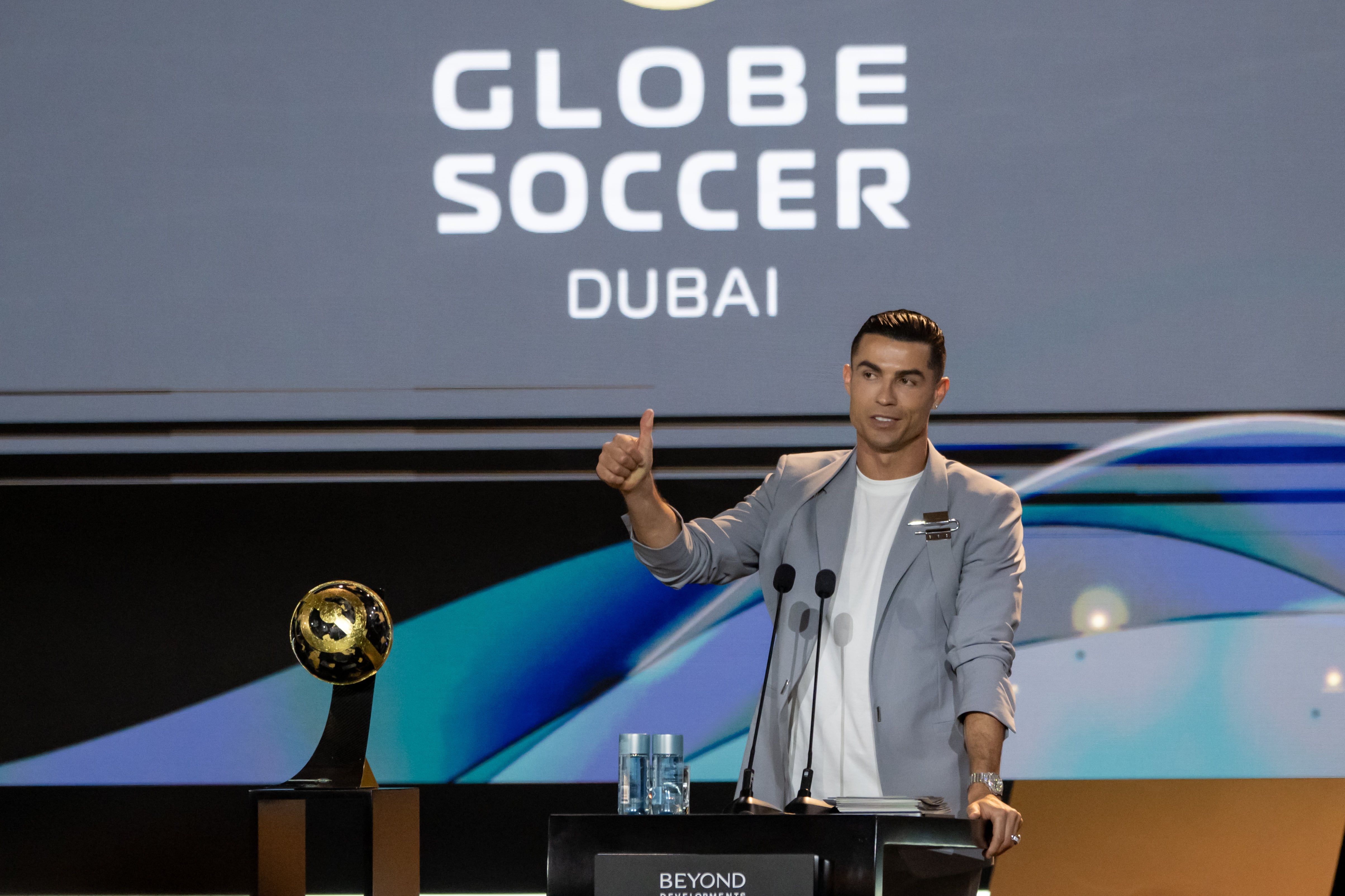 Cristiano Ronaldo, durante los Globe Soccer Dubai Awards de 2024