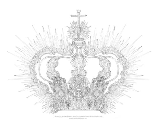 Diseño de Corona de Alberto Quirós para la Virgen de la Consolación de la hermandad del Cristo de San Agustín de Granada