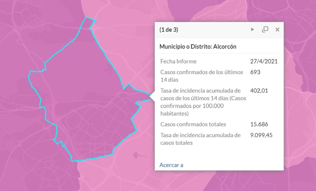 Situación epidemiológica de Alcorcón a 27 de abril de 2021