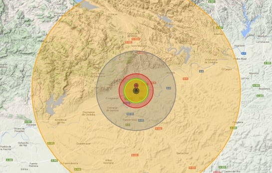 Simulación de una explosión nuclear de 10 megatones sobre Córdoba.