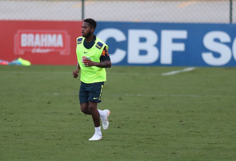 Fred, en un entrenamiento preparatorio para el Mundial de Rusia