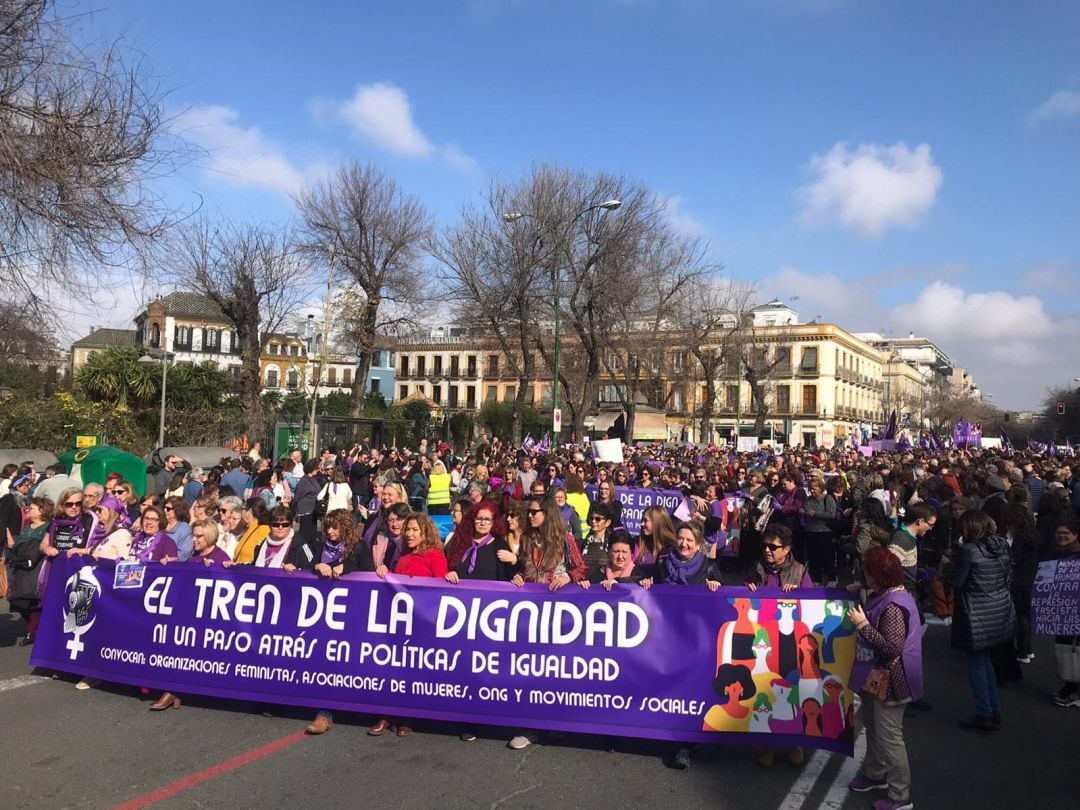 Asistentes a la manifestación de este domingo en Sevilla.