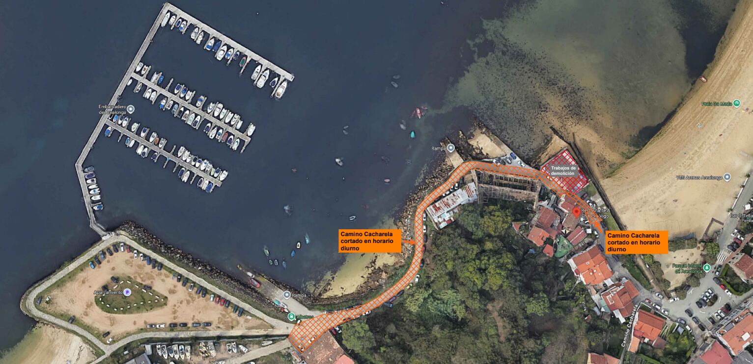 Corte de tráfico en el Camiño Cacharela de Teis