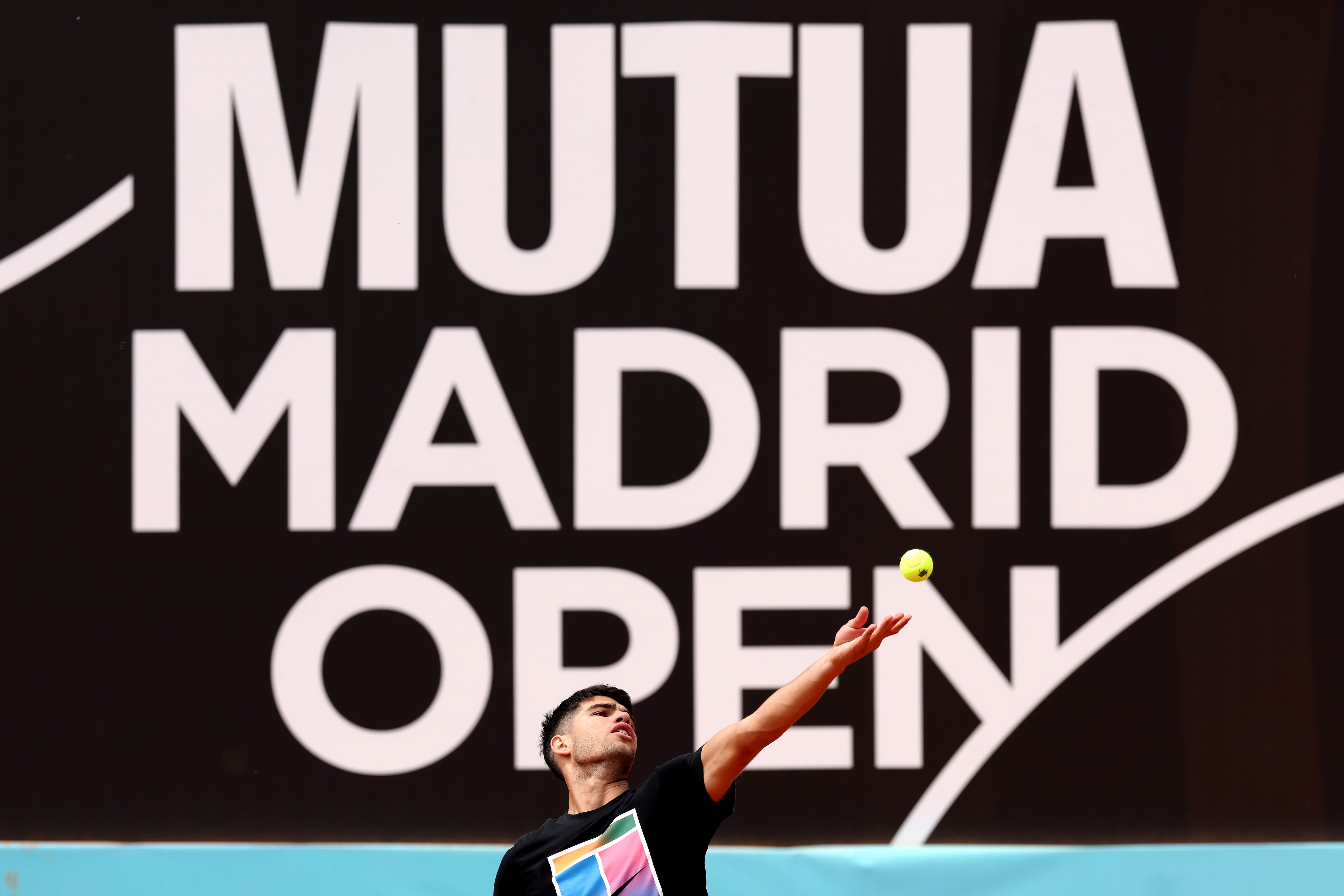 Carlos Alcaraz, durante un entrenamiento en el Mutua Madrid Open