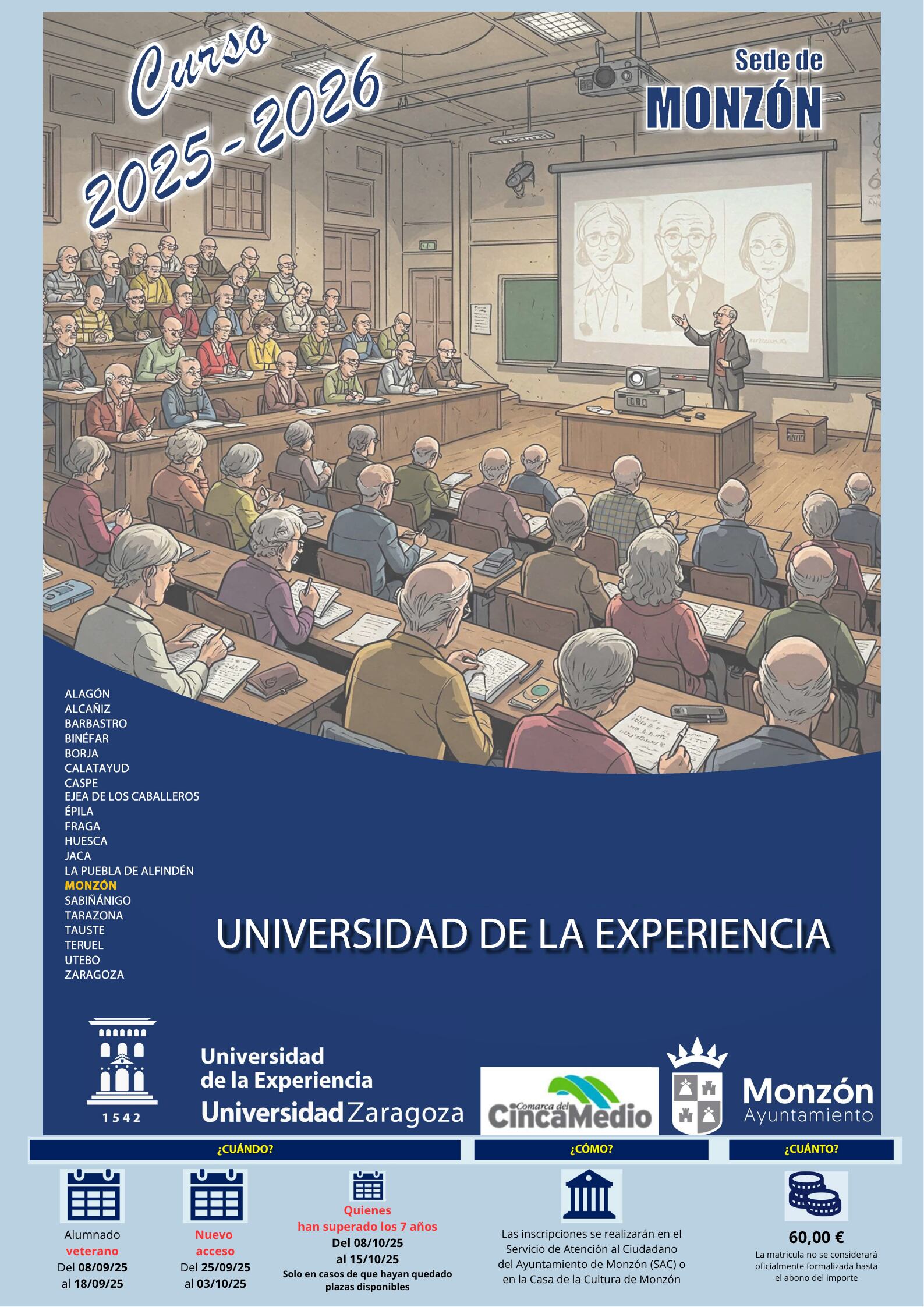 La Universidad de la Experiencia llega de nuevo a Monzón y Cinca Medio