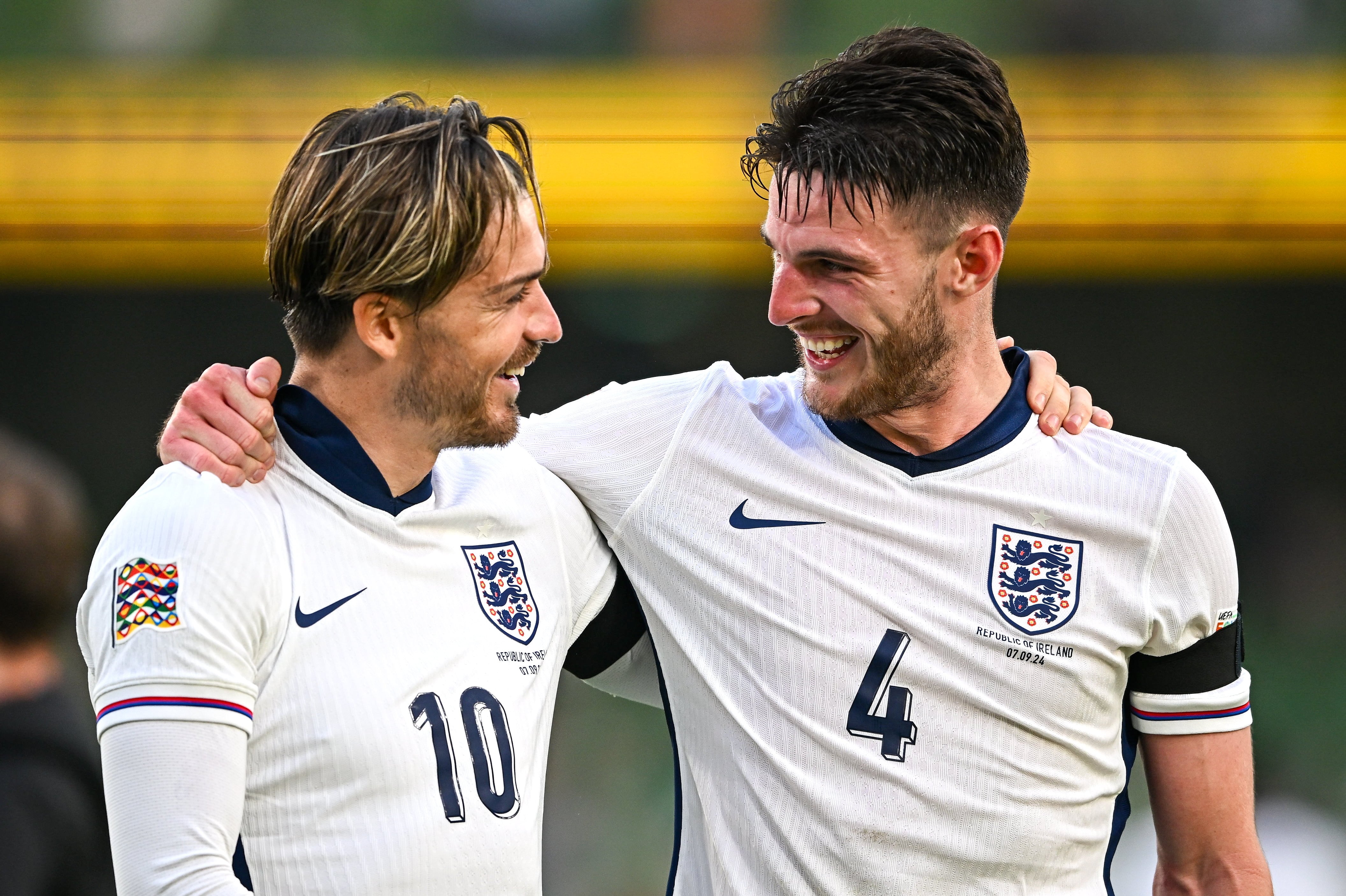 Jack Grealish y Declan Rice en el partido ante Irlanda