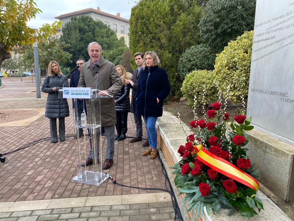 El presidente de los populares, Jorge Azcón, pedía la dimisión de Aliaga en Tarazona