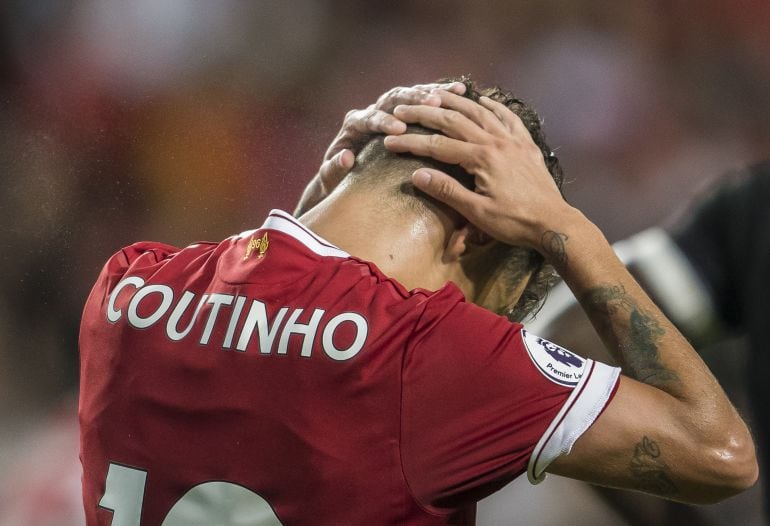 Coutinho, durante un partido con el Liverpool