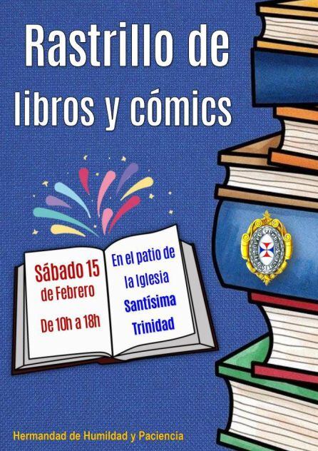 Cartel del Rastrillo solidario de libros y cómics de la Hermandad de Humildad y Paciencia