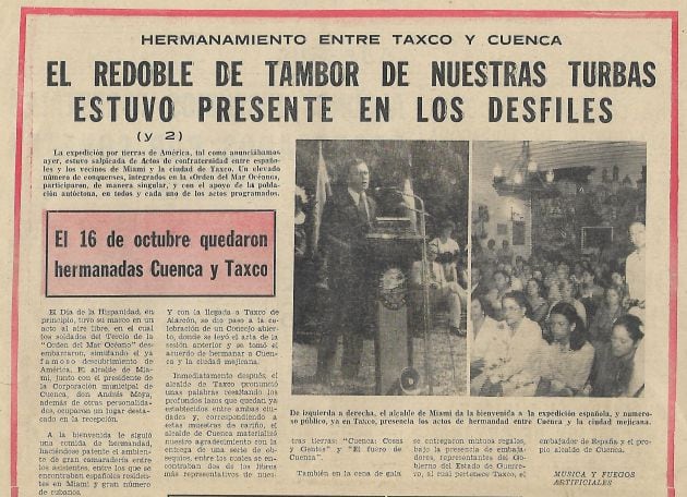 Hermanamiento con Taxco en 1979, con sonido de turbas en un desfile de los Tercios, con presencia conquense.