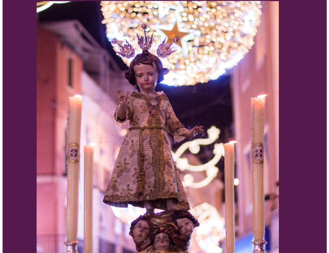 Imagen del Niño Jesús que procesiona este jueves desde el templo de la Anunciación