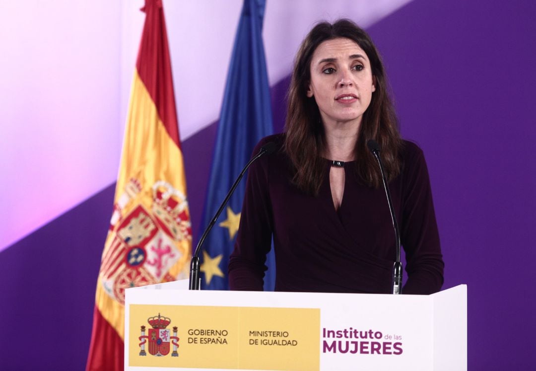 La ministra de Igualdad, Irene Montero, interviene en el acto institucional con motivo del 8 de marzo.