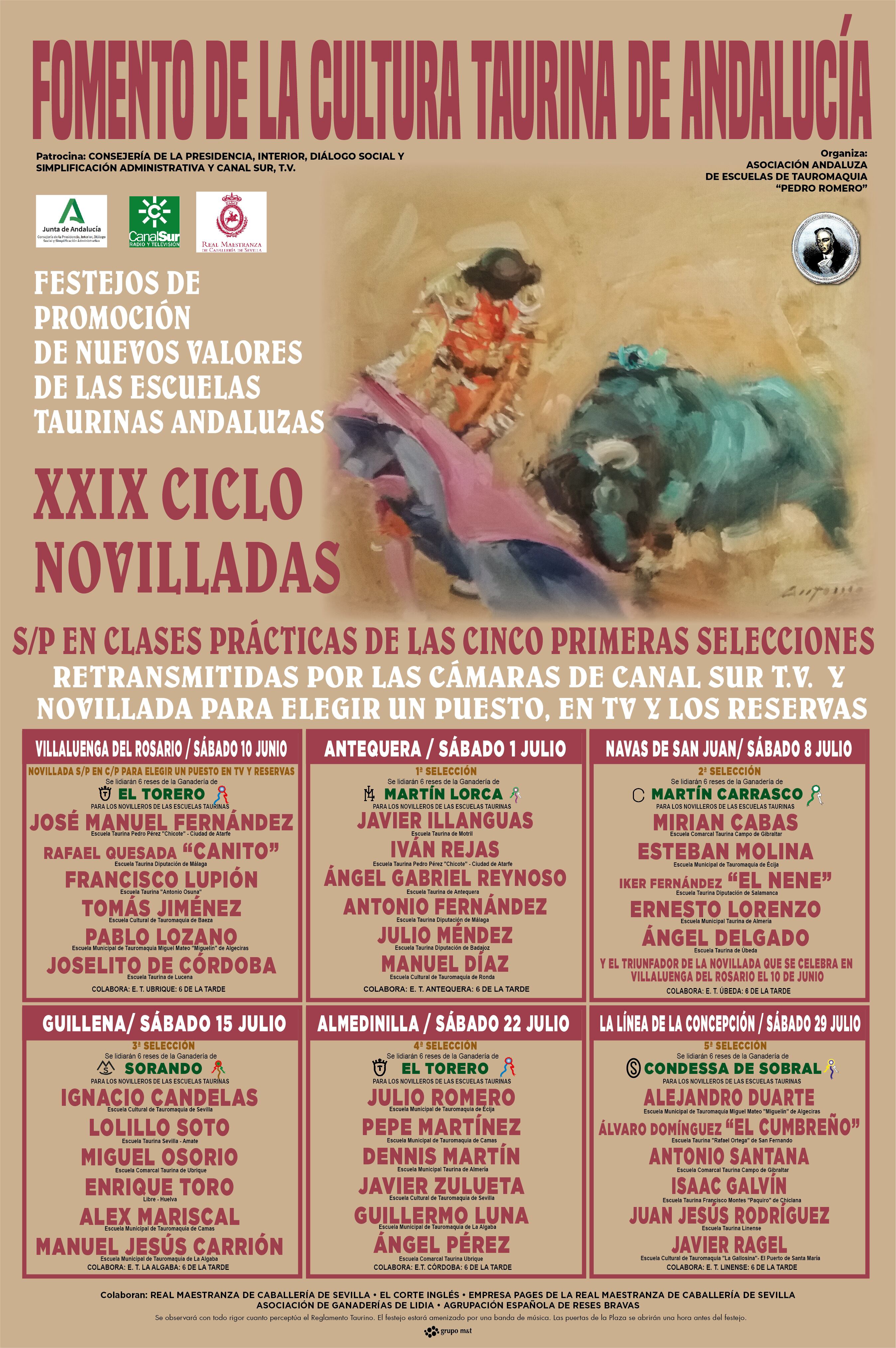 Carteles del 29º ciclo de promoción de las Escuelas Taurinas Andaluzas