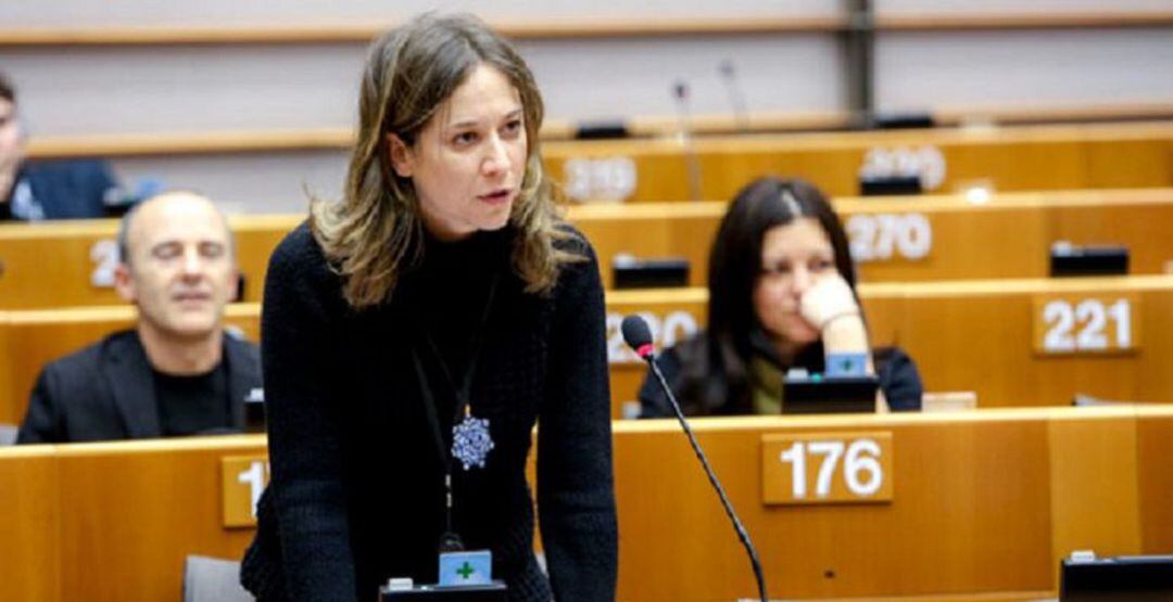 La eruodiputada Marina Albiol, en una de sus intervenciones en el Parlamento Europeo