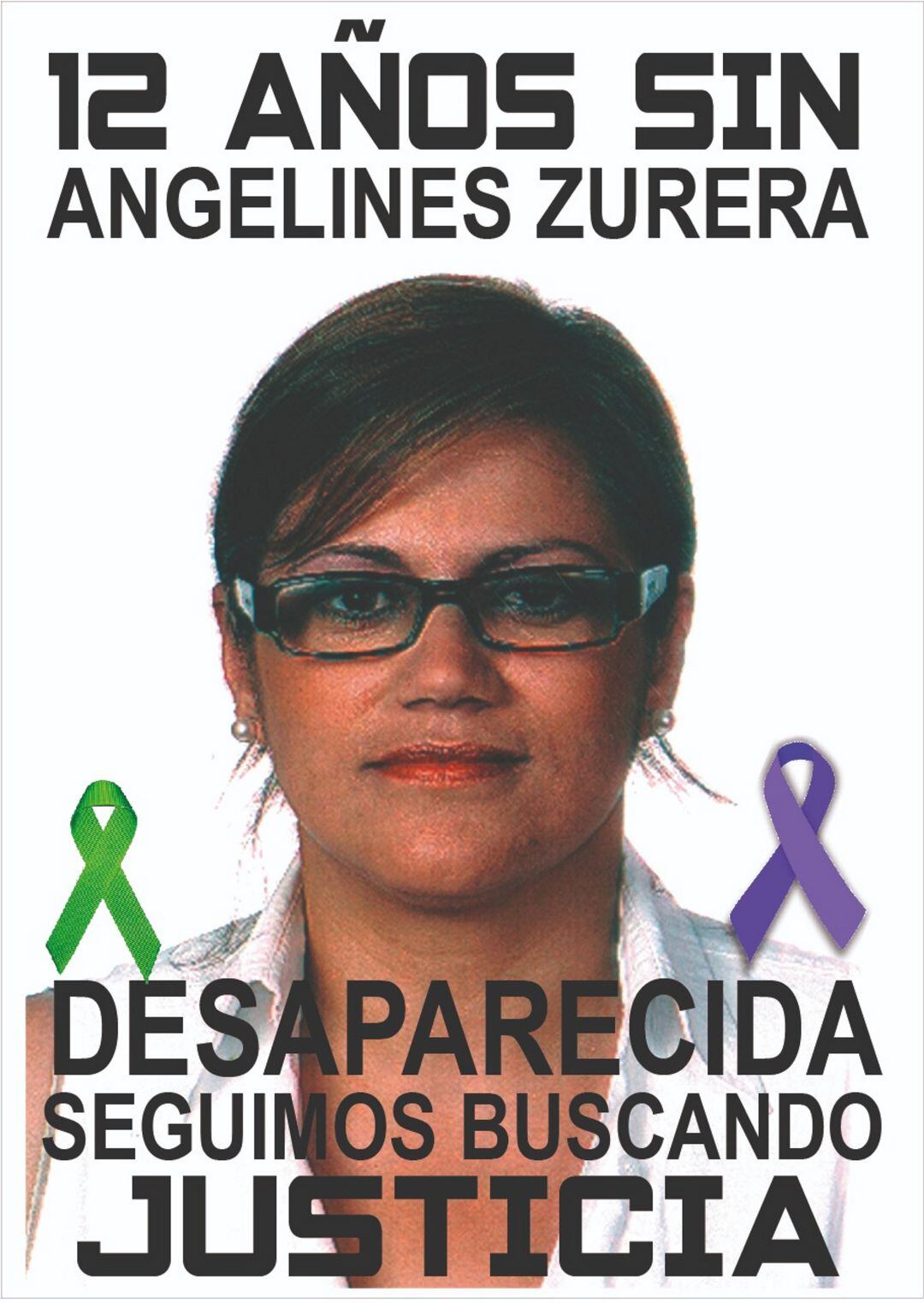 Cartel elaborado por la familia de Ángeles Zurera, 12 años después de su desaparición