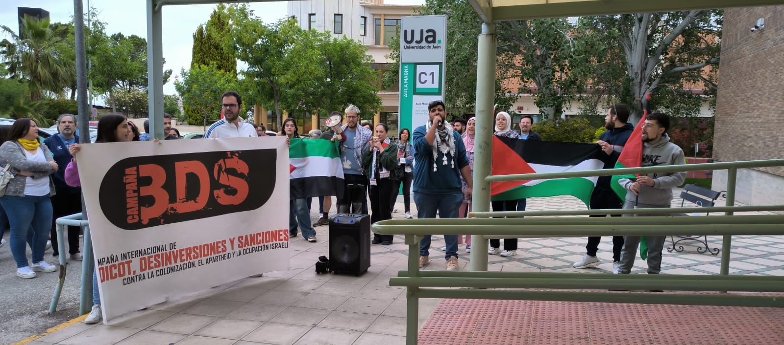 Protesta en la Universidad de Jaén en contra de la guerra de Gaza.