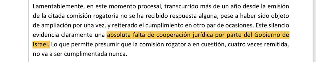 Extractos del auto del juez sobre la falta de colaboración de Israel