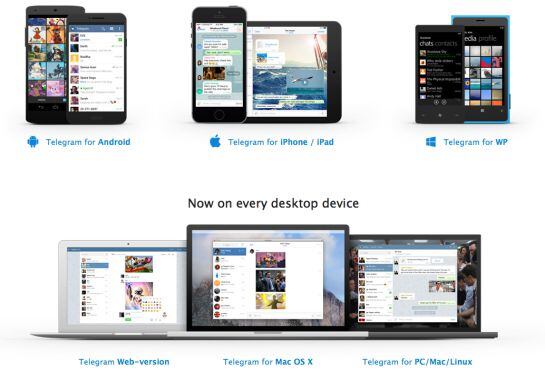 La aplicación Telegram está disponible para todas las plataformas móviles y ordenadores
