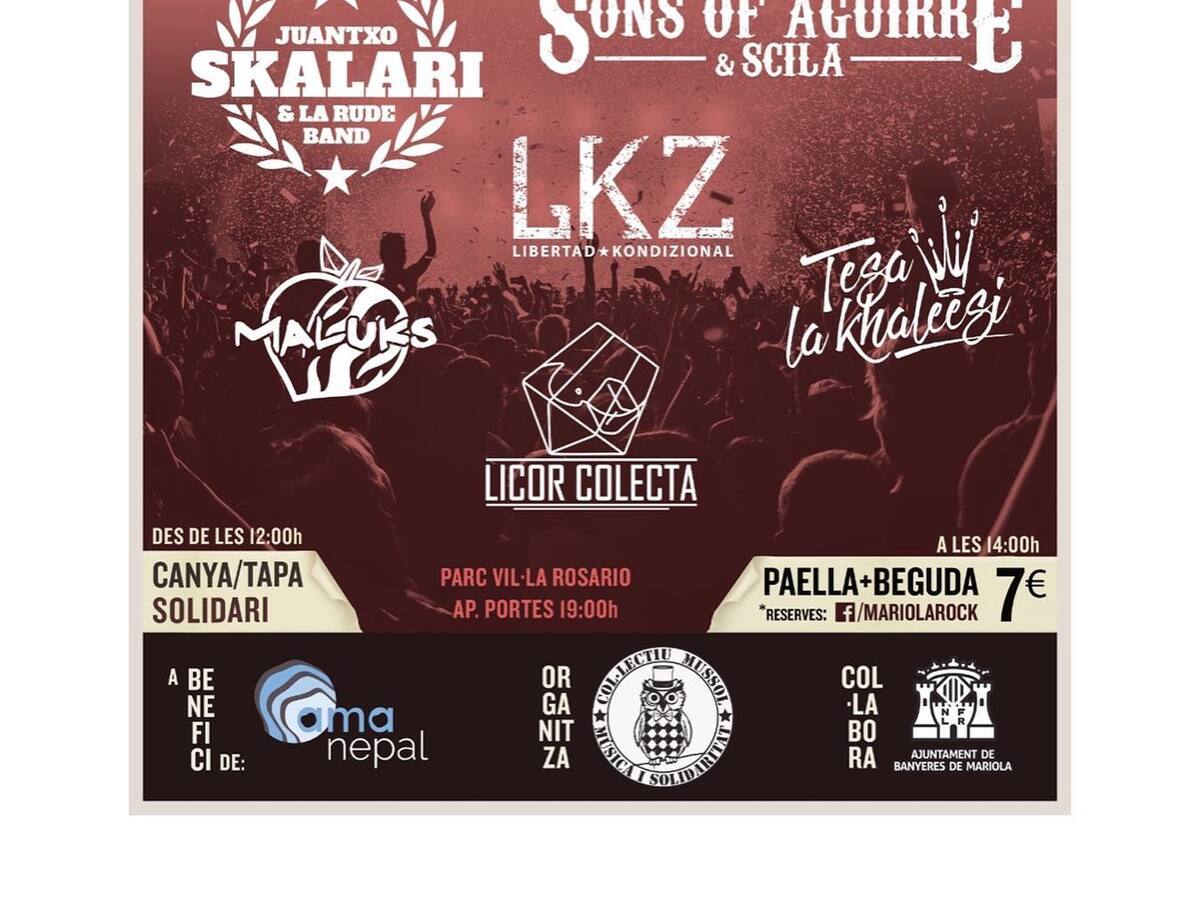 Vuelve el Mariola Rock Solidari. Este sábado, en el Parque Villa Rosario de Banyeres de Mariola