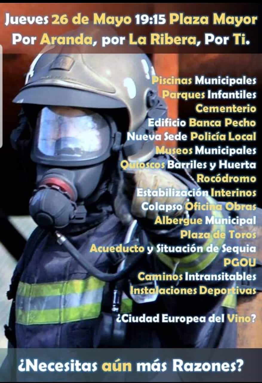 Cartel concentración bomberos Aranda