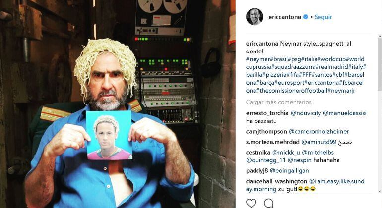 El post de Cantona con su imitación del peinado de Neymar