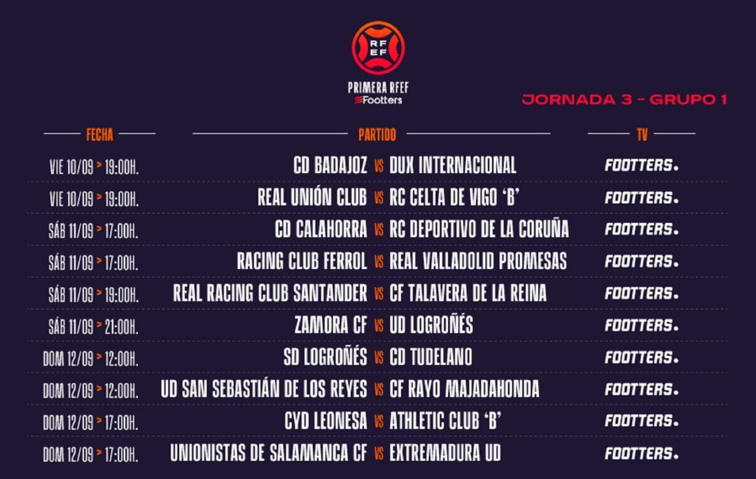 Horarios de la tercera jornada