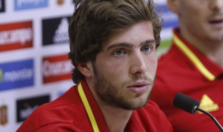 Sergi Roberto, en la sala de prensa