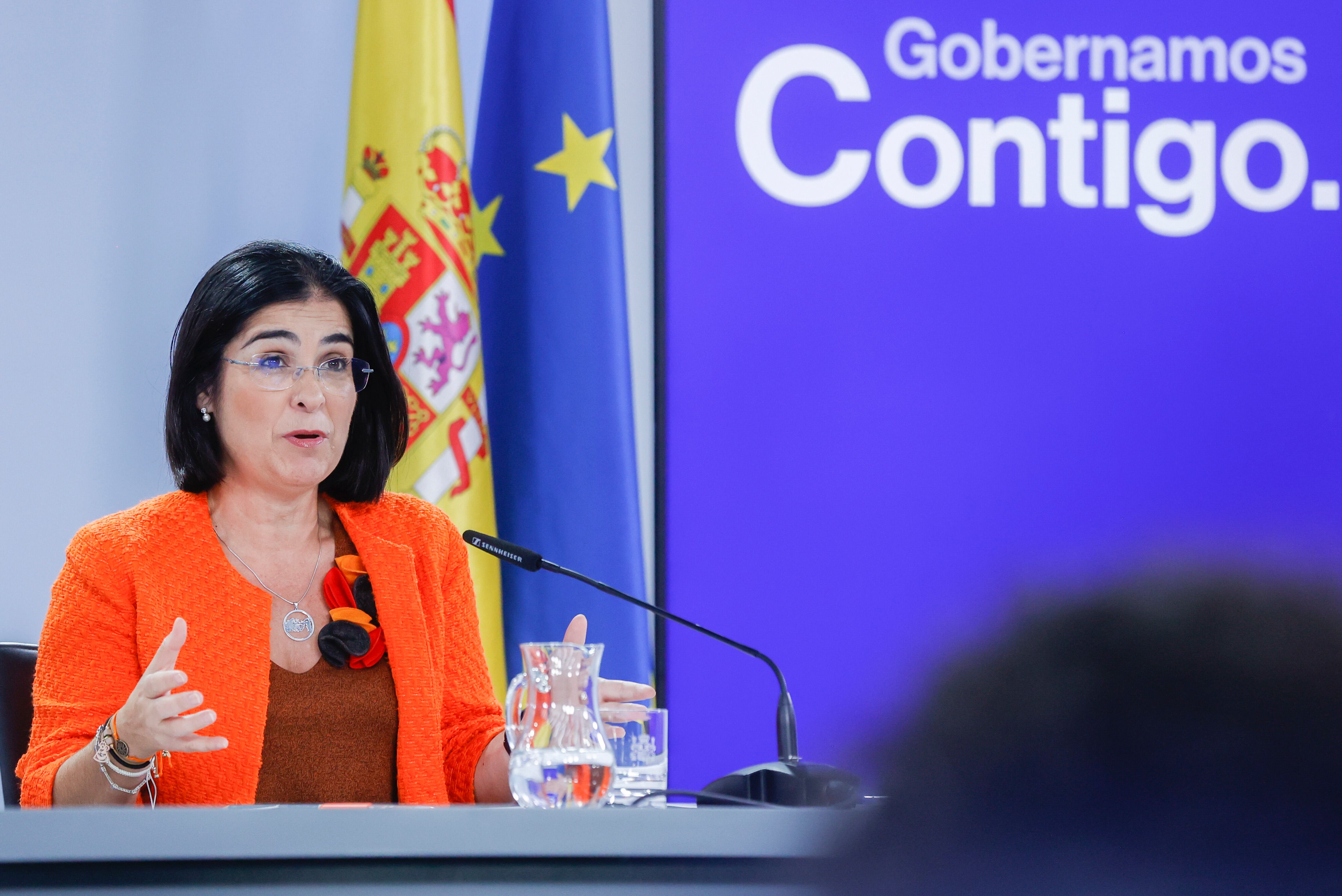 MADRID, 20/09/2022.- La ministra de Sanidad, Carolina Darias, ofrece una rueda de prensa posterior al Consejo de Ministros celebrado, este martes, en el Palacio de la Moncloa en Madrid. EFE/ Juan Carlos Hidalgo
