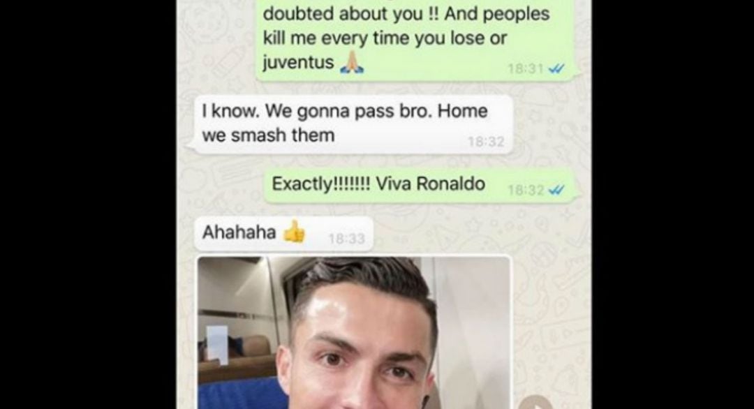 La conversación de Whatsapp entre Evra y Cristiano Ronaldo antes del Juventus vs Atlético