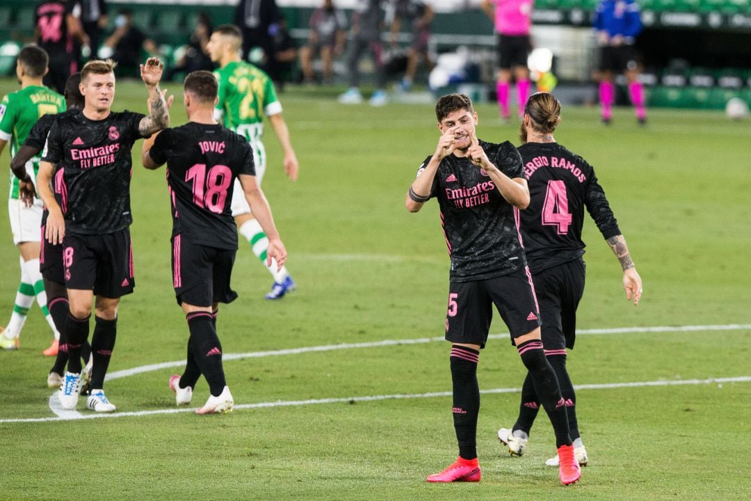 Valverde celebra su gol frente al Real Betis