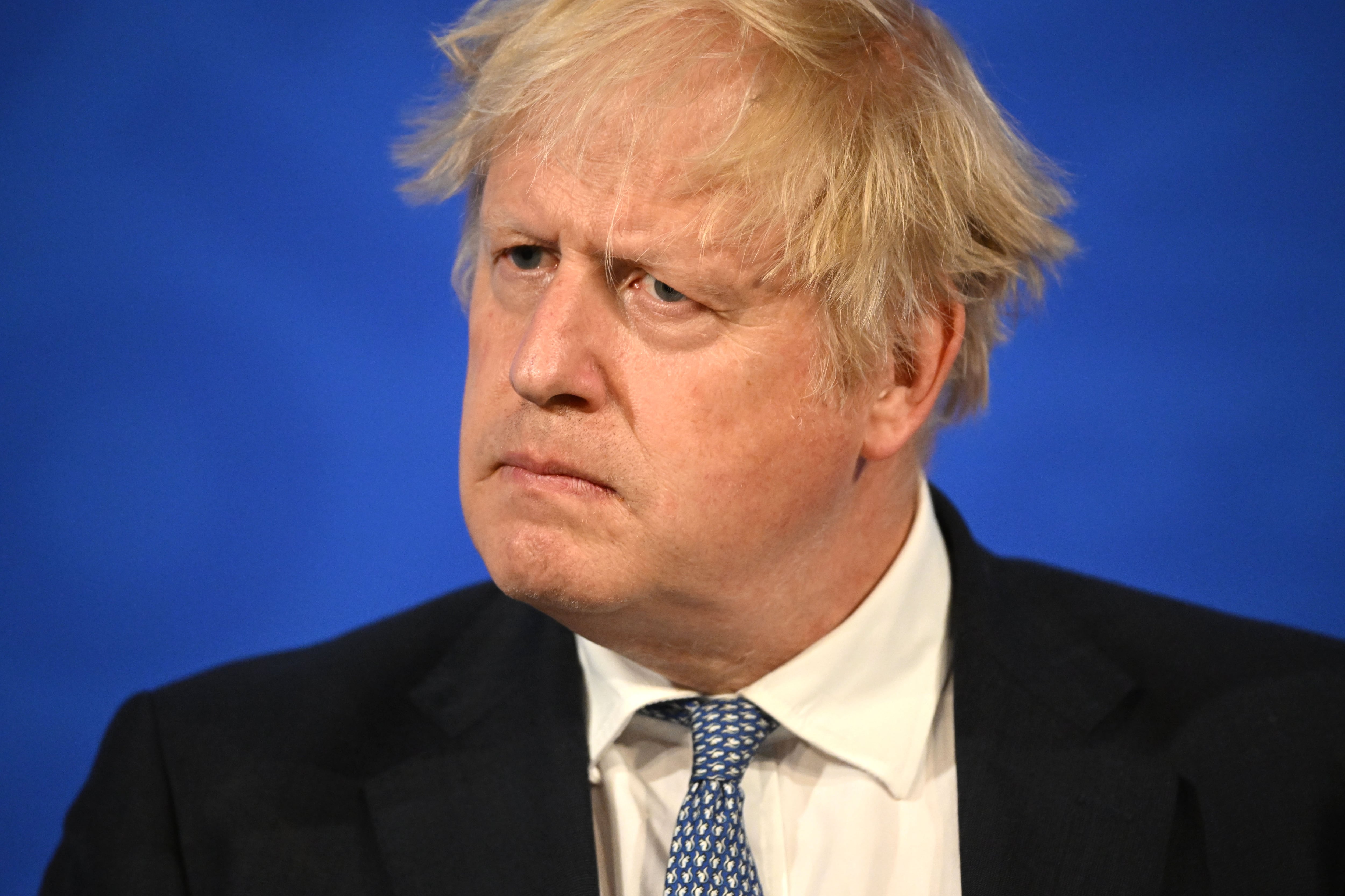 Boris Johnson durante su rueda de prensa tras el informe del &#039;Partygate&#039;