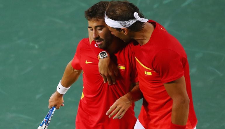 Marc López y Rafa Nadal, durante los Juegos Olímpicos