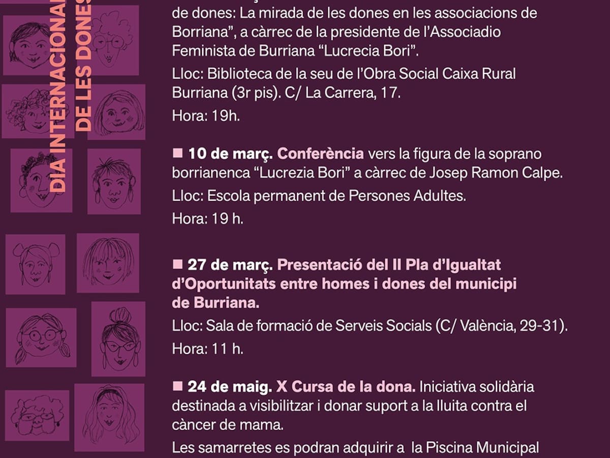 Burriana inicia las actividades del 8M con una programación centrada en la educación y la sensibilización social