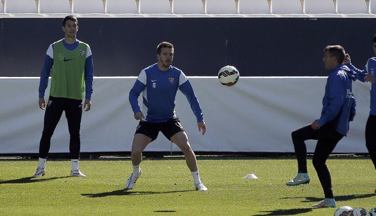 Camacho, en un entrenamiento de esta temporada en La Rosaleda