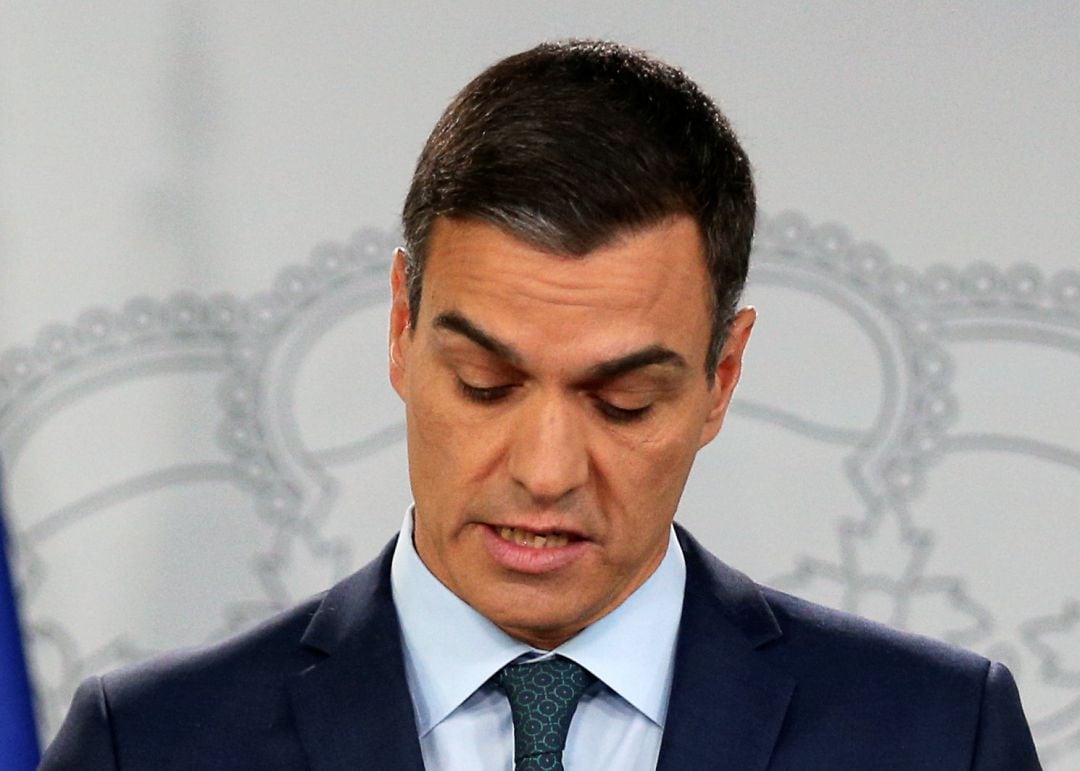 Pedro Sanchez, durante una rueda de prensa donde explicó la postura del Gobierno sobre Venezuela