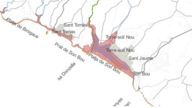 Toda la playa y el humedal de Son Bou desaparecería bajo el mar