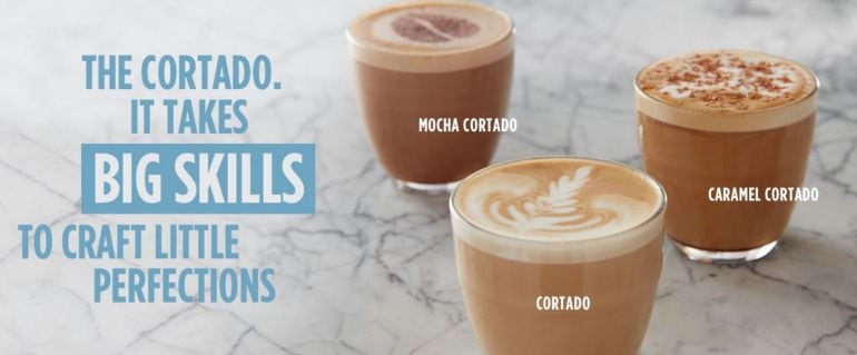 Imagen promocional de los tres tipos de cortado en una cadena de Reino Unido