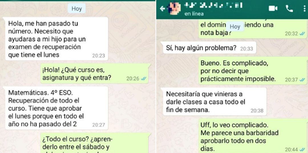 Conversación en WhatsApp