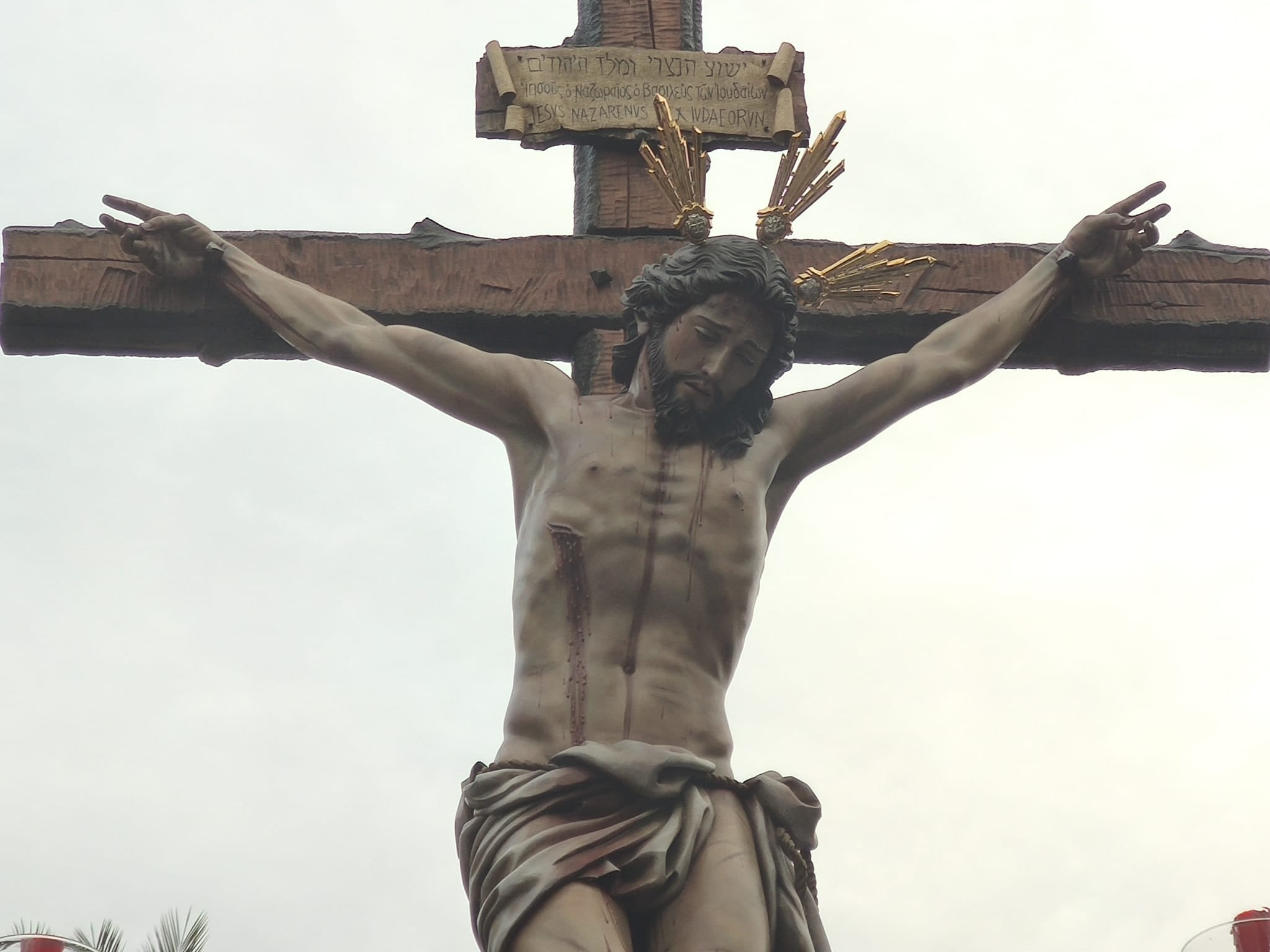 Cristo de las Aguas de la Hermandad de La Lanzada de Jaén capital durante un Vía Crucis