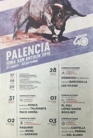 Cartel Taurino de las Fiestas de San Antolín 2016